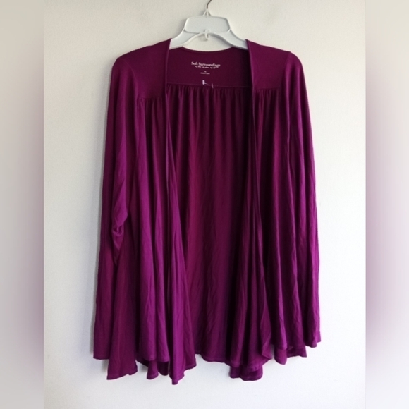 Soft Surroundings Women Purple Jersey Knit Open Cardigan size 1X - Picture 2 of 7